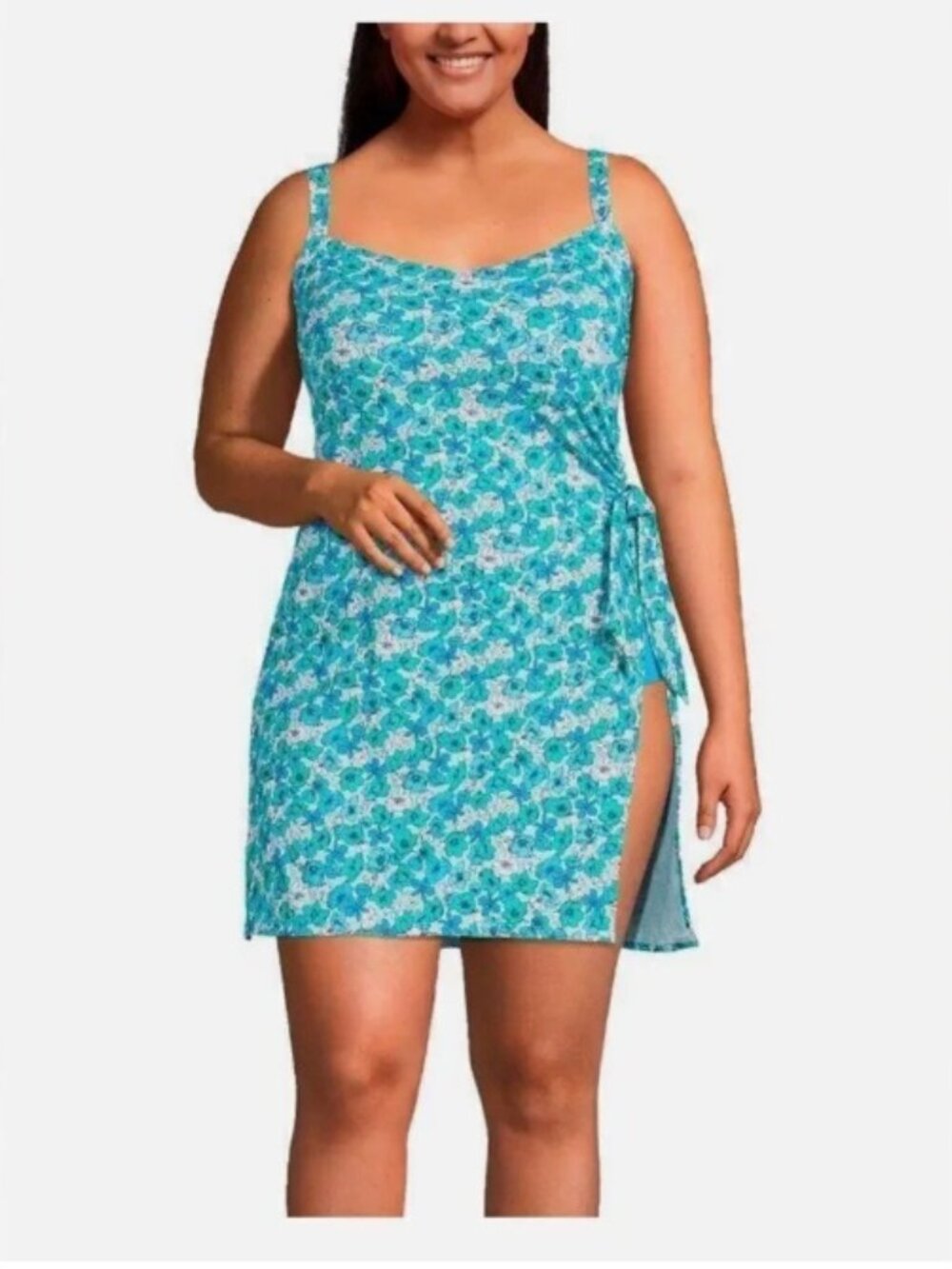 LANDS' END Chlorine Resistant UPF 50 Size 12 Sweetheart Swimdress